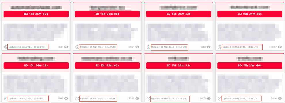 LockBit victims are uploaded to the leak site in batches.