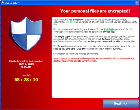 Messaggio di ransomware