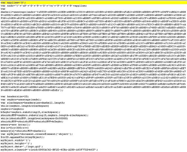 図1. 「JS_DLOADER.BD」内の暗号化された不正コード