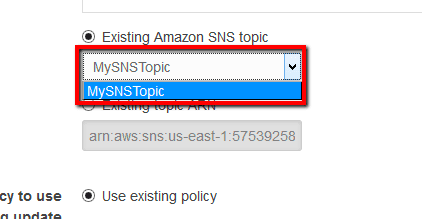 Existing topic ARN