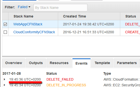 verify the timestamp when the event occurred