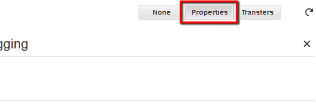 Select the S3 bucket used by the CloudTrail trail, then click the Properties tab from the right panel