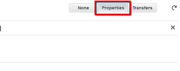 Select the S3 bucket used for CloudTrail logging, then click the Properties tab from the right panel