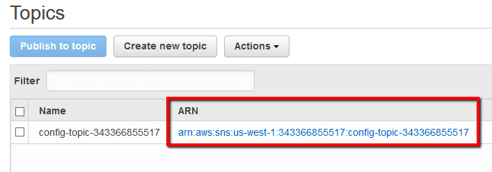 AWS Config setup by clicking on its ARN
