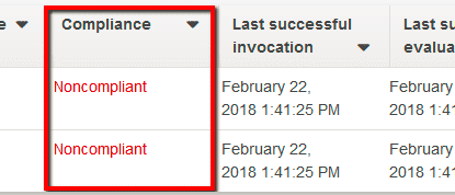 Compliance status set to NonCompliant