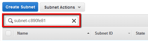 Paste the subnet ID copied at step no. 6 in the dashboard search box