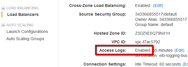 Access Logs status value should change now to Enabled