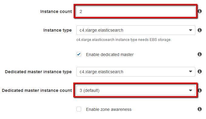 Instance count and Dedicated master instance count