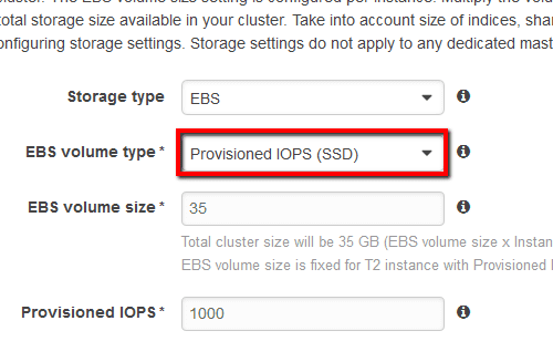 verify the storage type used by the cluster nodes by checking the EBS volume type attribute value currently selected. If the current value is set to Provisioned IOPS (SSD)