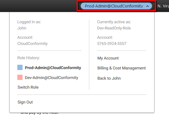 The display name and color will now replace the user name in the account navigation bar
