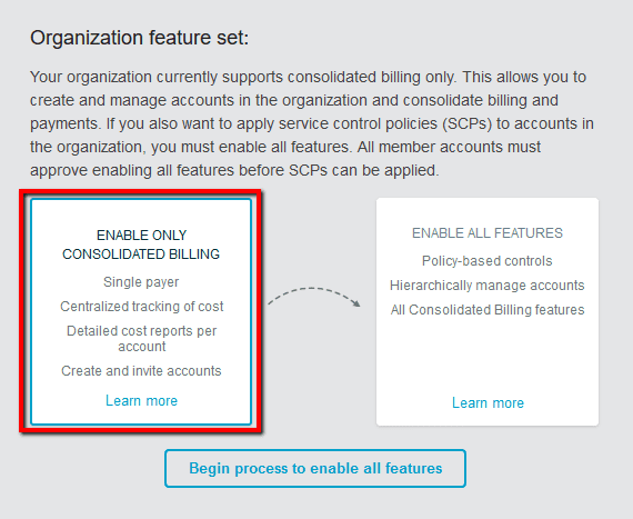 Enable Only Consolidated Billing