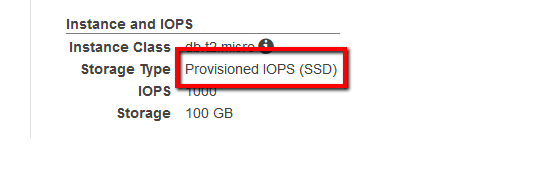 If the current value is set to Provisioned IOPS (SSD)
