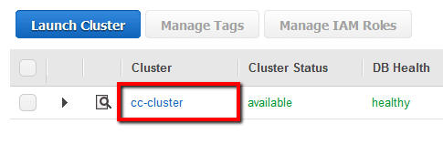 Choose the Redshift cluster that you want to examine then click on its identifier link