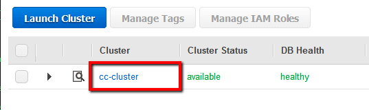 Choose the Redshift cluster that you want to examine then click on its identifier link