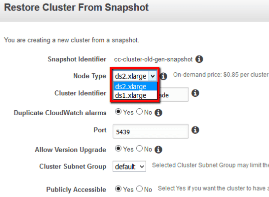 Select the node type equivalent from the Node Type dropdown list