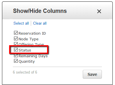 Show/Hide Columns