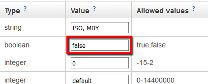 Value set to false