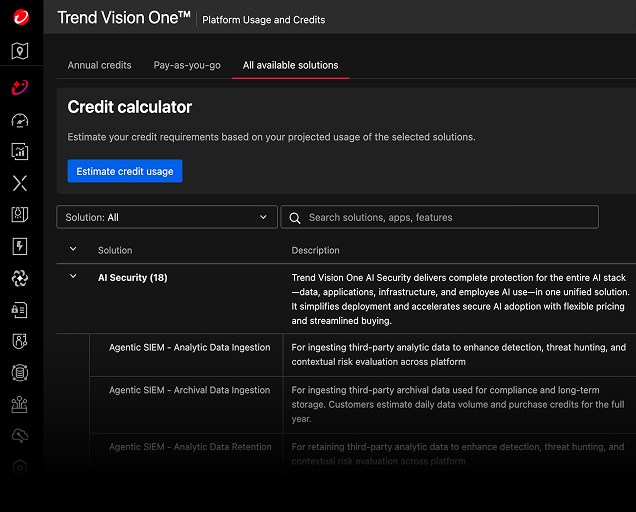 Trend Vision One Credit Calculator