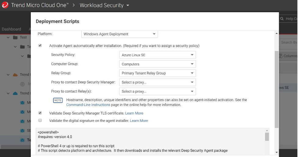 Deployment scripts dialog