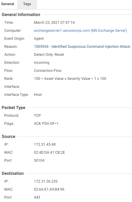 1005934 - Identified Suspicious Command Injection Attack