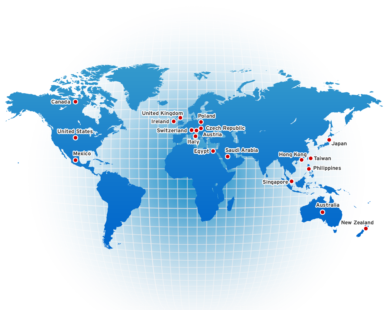 Immagine di una mappa etichettata dei paesi in cui è presente ISKF Impact