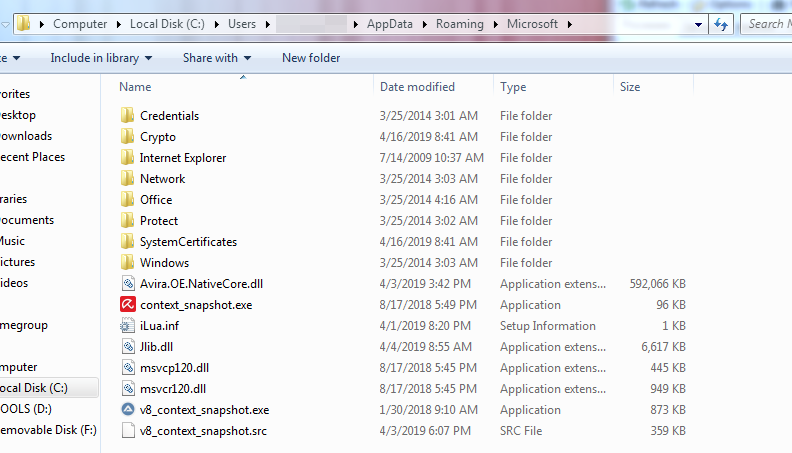 Figure 3. Contents of the .zip file saved in the Microsoft folder