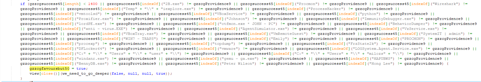 Figure 5. A snippet of checked processes and usernames