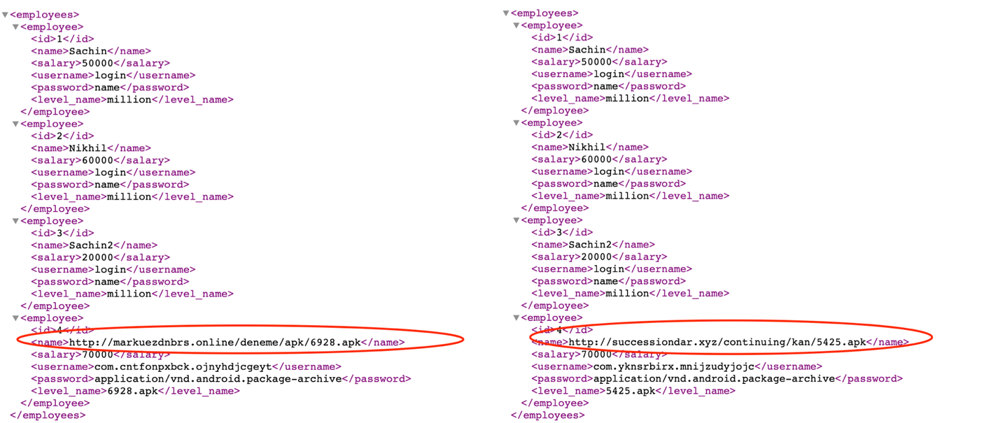 Code snippets showing Anubis dropper’s request URLs