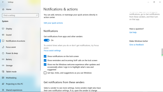 Notification and actions