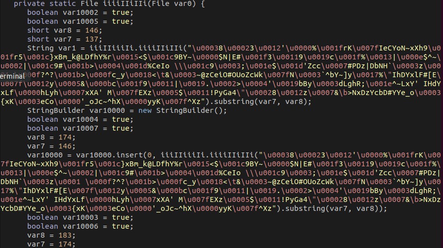 Decompiled code of the sample (obfuscated with Allatori obfuscator)