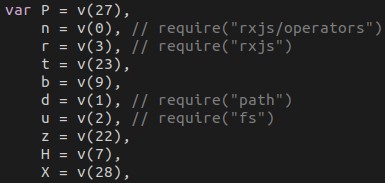 Modules are referenced by index with lookup function “v”