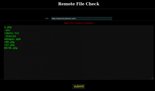 Interface for checking for other webshells