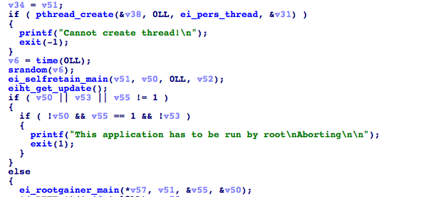 ThiefQuest code snippet showing the first ransomware variant in the main code that does not contain the infector function call