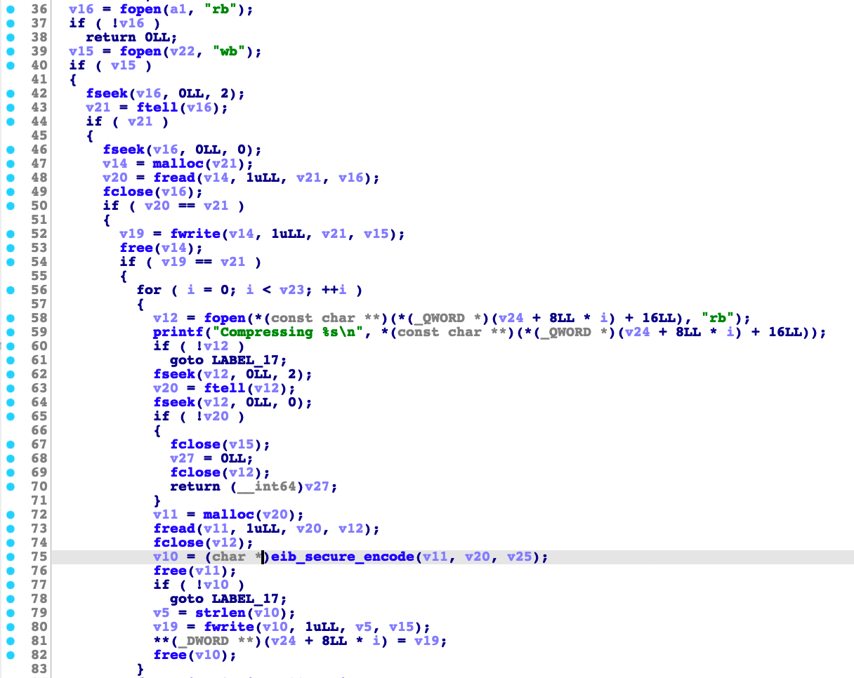 Code snippet of bundle compression and decompression