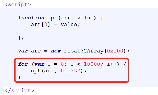 A simple JavaScript code snippet triggers JIT