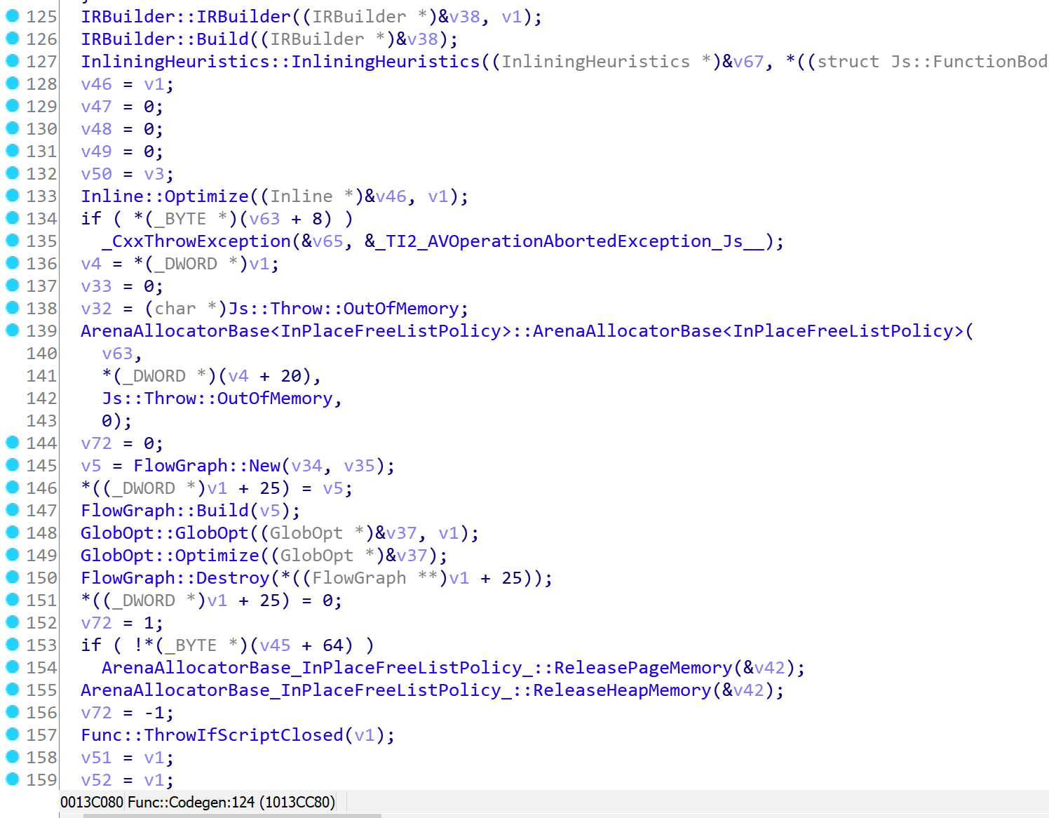 Code snippet of Func::Codegen