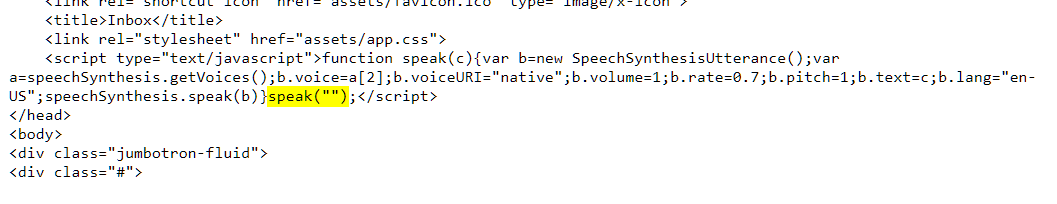 The landing page index.html has a dummy speech functio