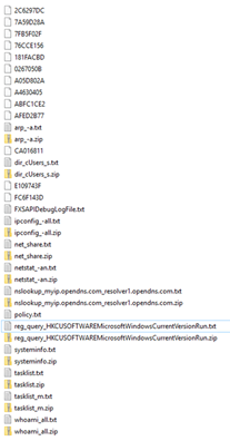 Figure 16. Temporary files on disk ready to be exfiltrated to the C&C