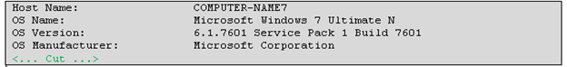 Figure 27. Output message of systeminfo command 