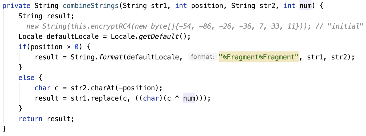 Older version of combineStrings() method