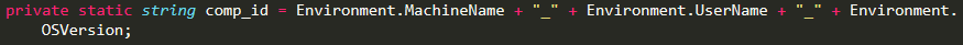 Figure 4. Drive.exe code snippet showing comp_id