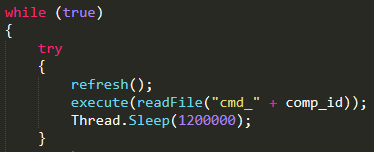 Figure 9. Code snippets showing waiting for commands
