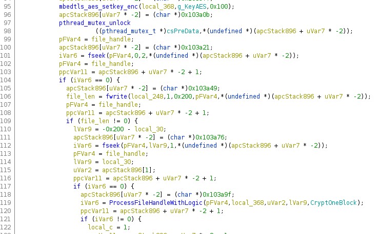 Figure 10. Code snippet of the AES encryption