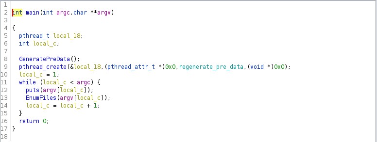 Figure 9. Code snippet of the Ransomware main function