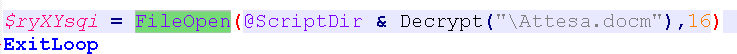 Decoded AutoIt command to read Attesa.docm